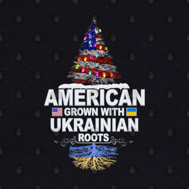 Christmas Tree  American Grown With Ukrainian Roots - Gift for Ukrainian From Ukraine by Country Flags